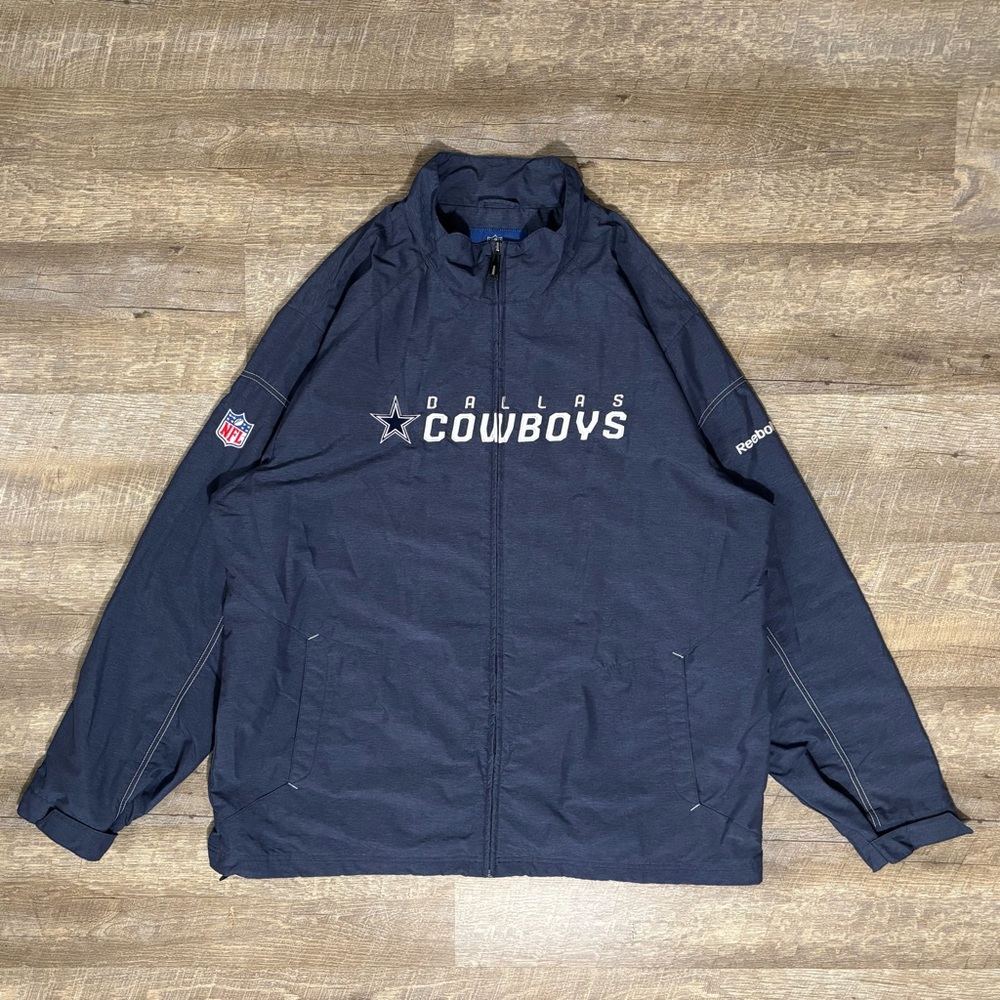 Dallas Cowboys NFL OnField Reebok Mens 2XL Blue Full Zip Jacket Windbreaker READ